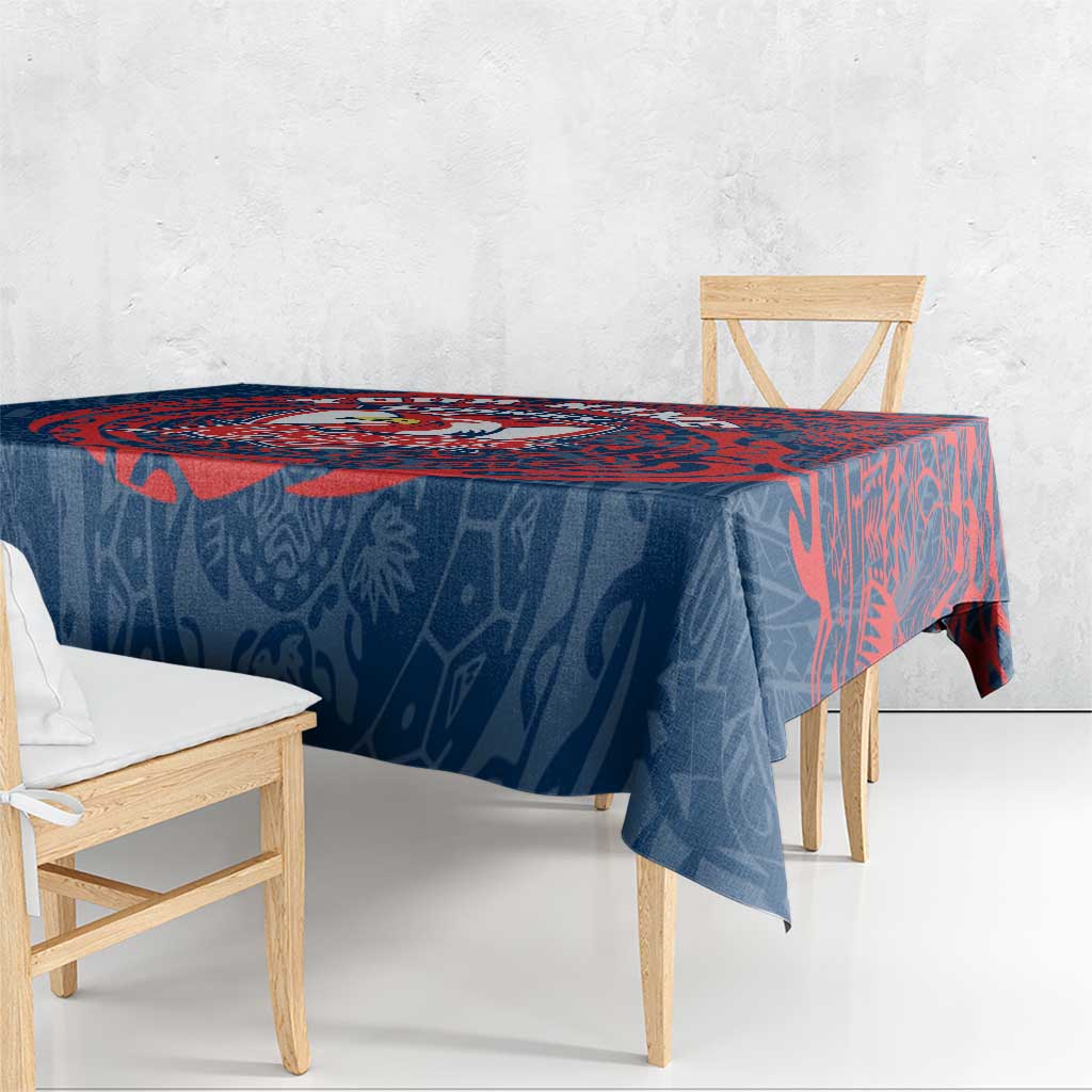 Personalized Sydney Roosters Tablecloth Polynesian Tribal Chest and Sleeve Tattoo