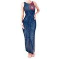 Personalized Sydney Roosters Tank Maxi Dress Polynesian Tribal Chest and Sleeve Tattoo