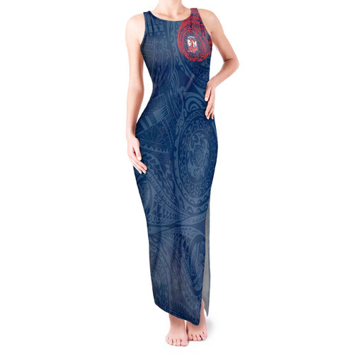 Personalized Sydney Roosters Tank Maxi Dress Polynesian Tribal Chest and Sleeve Tattoo