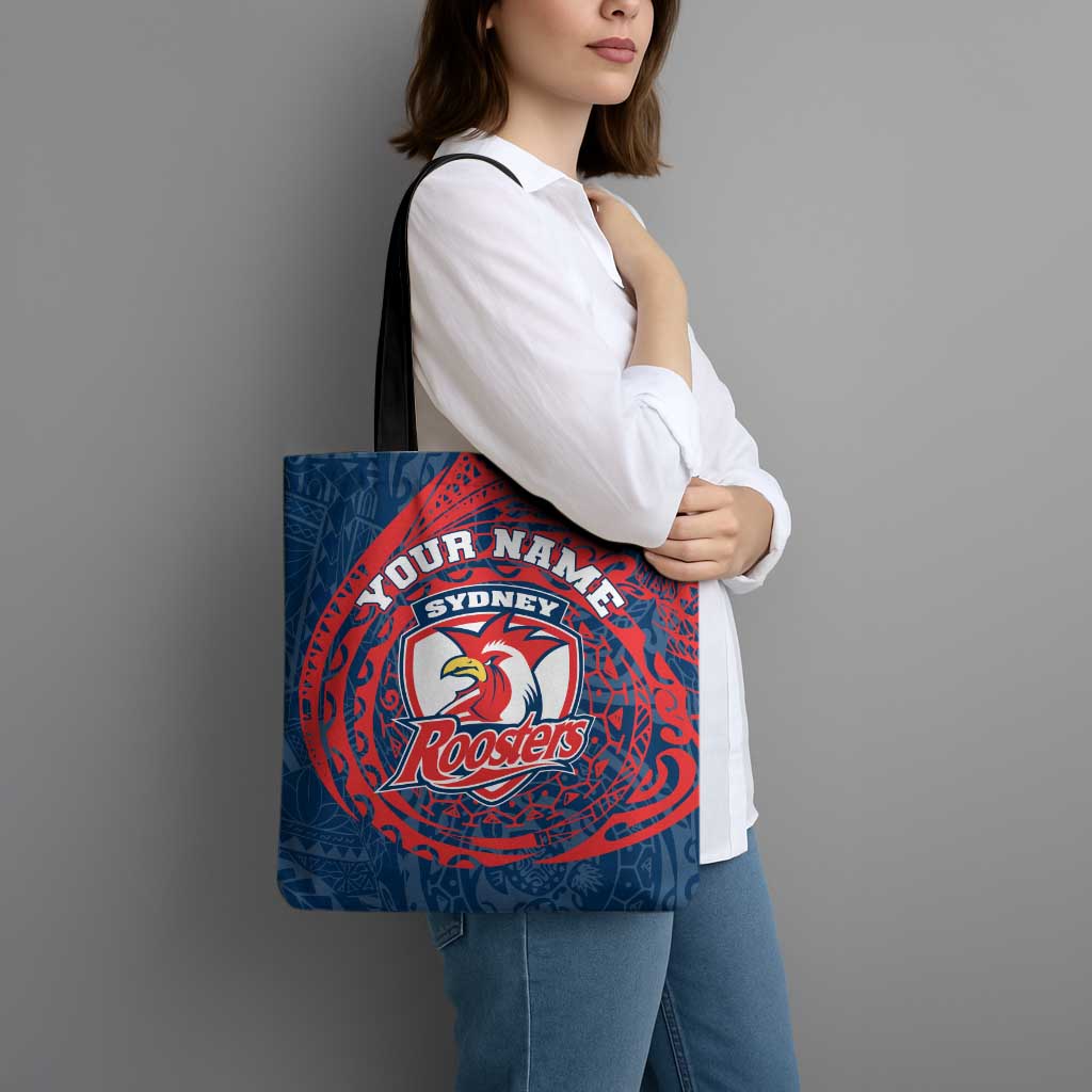 Personalized Sydney Roosters Tote Bag Polynesian Tribal Chest and Sleeve Tattoo