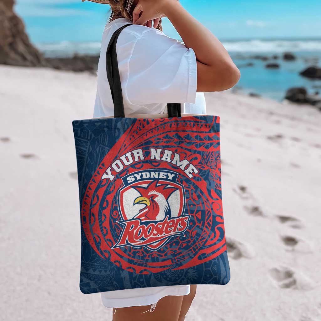 Personalized Sydney Roosters Tote Bag Polynesian Tribal Chest and Sleeve Tattoo