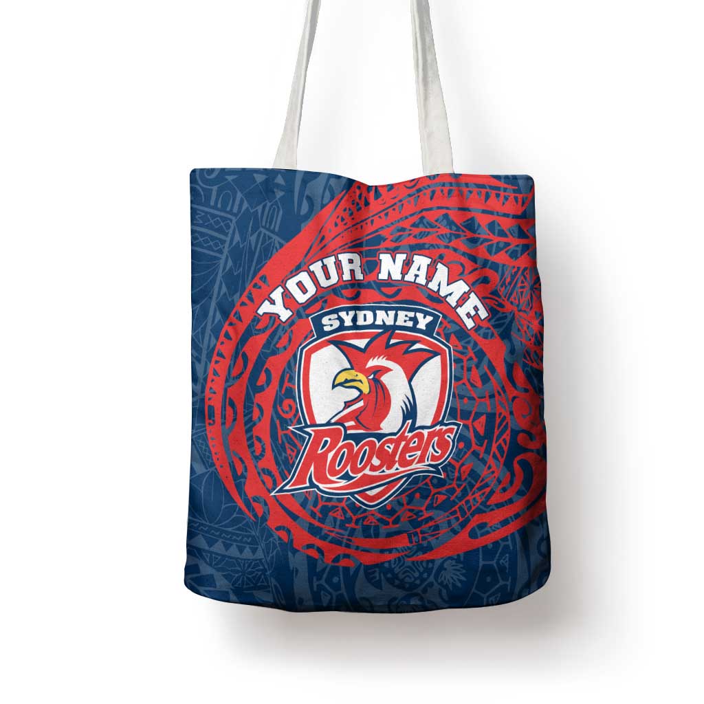 Personalized Sydney Roosters Tote Bag Polynesian Tribal Chest and Sleeve Tattoo