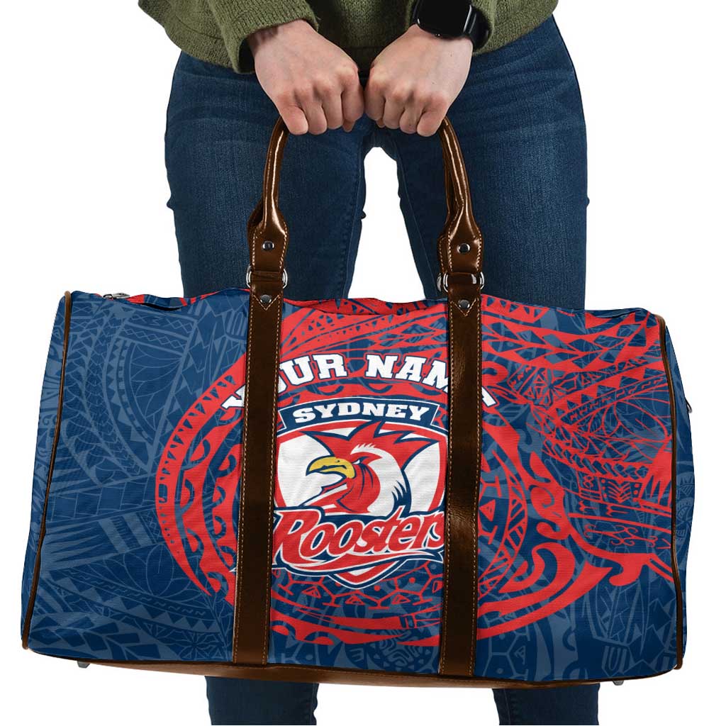Personalized Sydney Roosters Travel Bag Polynesian Tribal Chest and Sleeve Tattoo