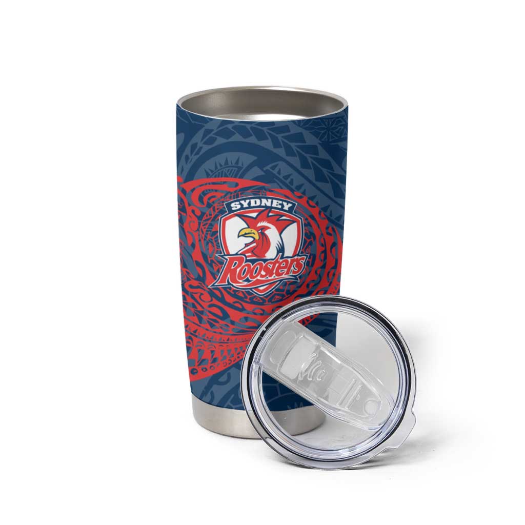 Personalized Sydney Roosters Tumbler Cup Polynesian Tribal Chest and Sleeve Tattoo