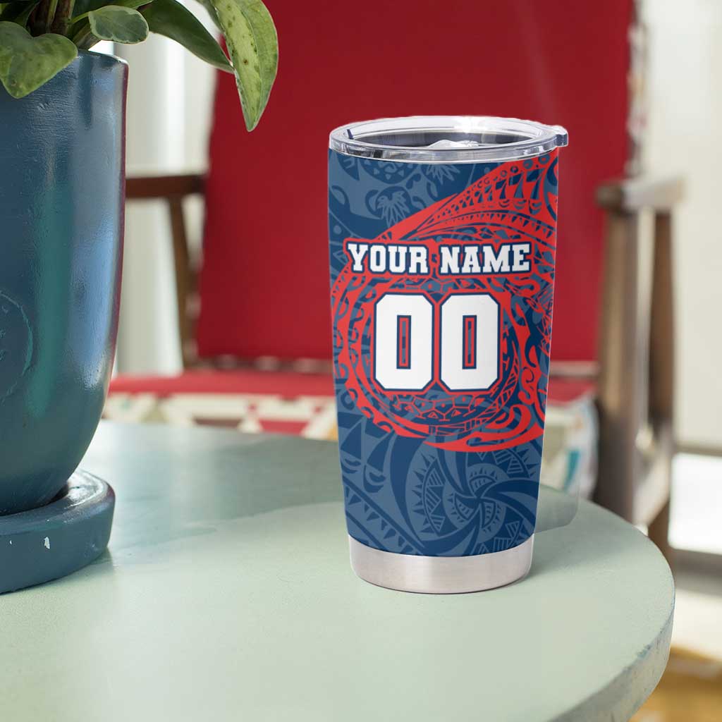 Personalized Sydney Roosters Tumbler Cup Polynesian Tribal Chest and Sleeve Tattoo