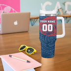 Personalized Sydney Roosters Tumbler With Handle Polynesian Tribal Chest and Sleeve Tattoo
