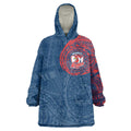Personalized Sydney Roosters Wearable Blanket Hoodie Polynesian Tribal Chest and Sleeve Tattoo