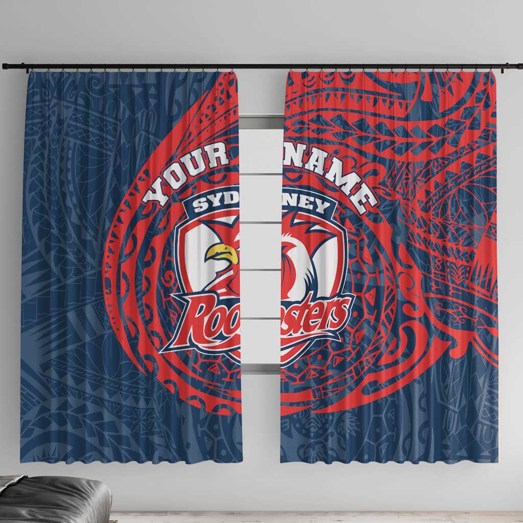 Personalized Sydney Roosters Window Curtain Polynesian Tribal Chest and Sleeve Tattoo