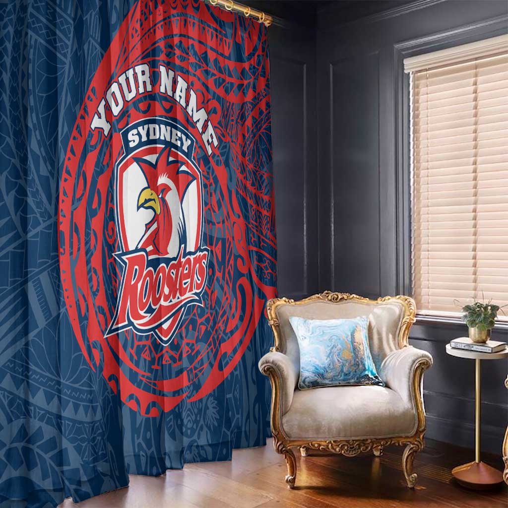 Personalized Sydney Roosters Window Curtain Polynesian Tribal Chest and Sleeve Tattoo