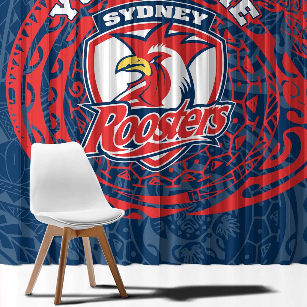 Personalized Sydney Roosters Window Curtain Polynesian Tribal Chest and Sleeve Tattoo