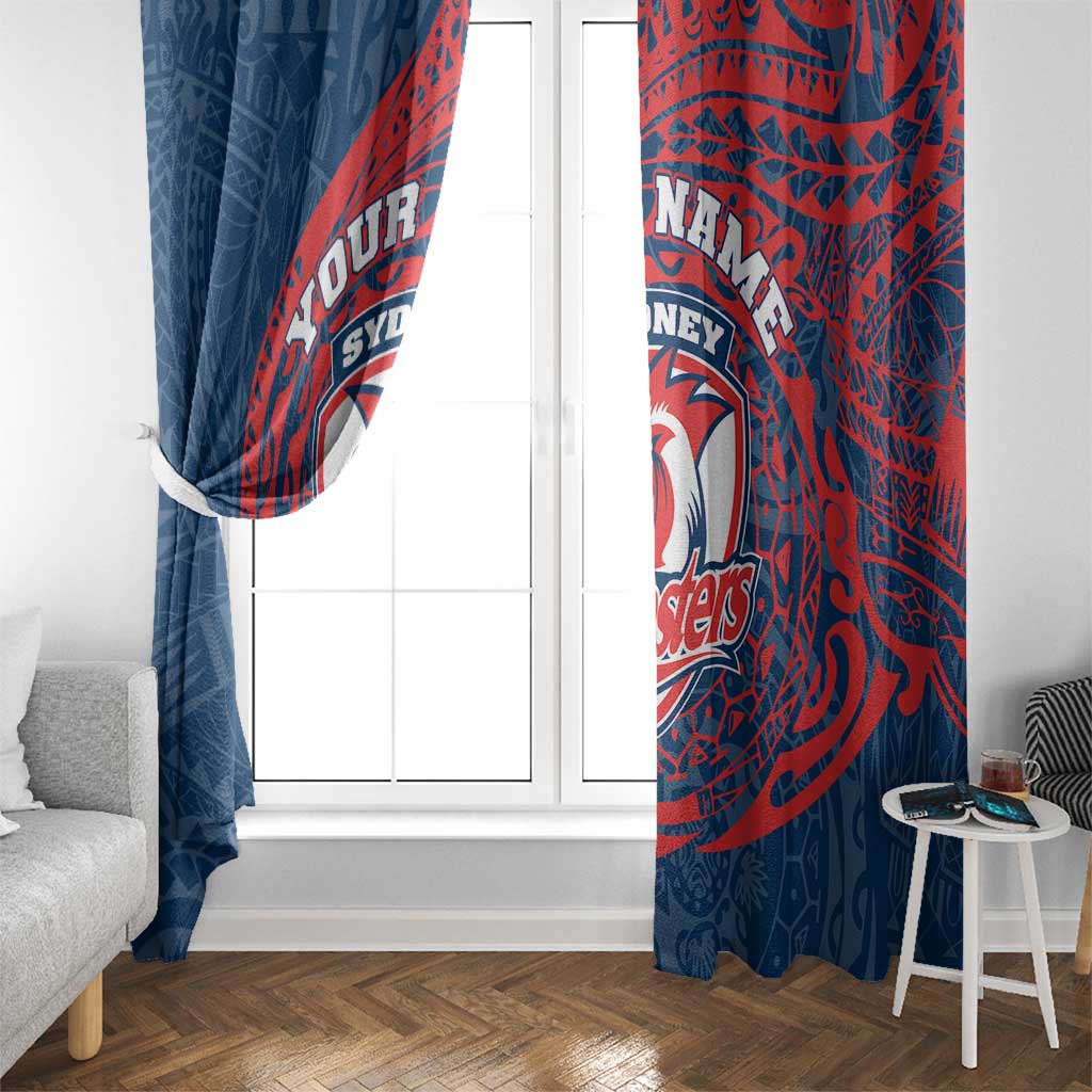 Personalized Sydney Roosters Window Curtain Polynesian Tribal Chest and Sleeve Tattoo