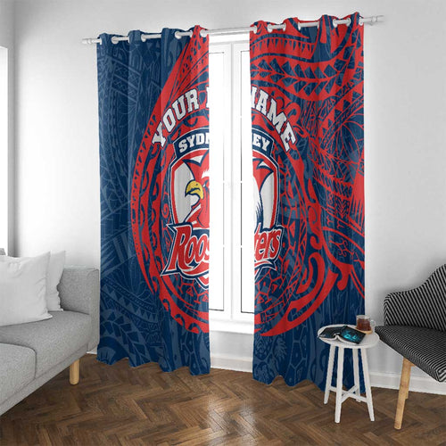 Personalized Sydney Roosters Window Curtain Polynesian Tribal Chest and Sleeve Tattoo