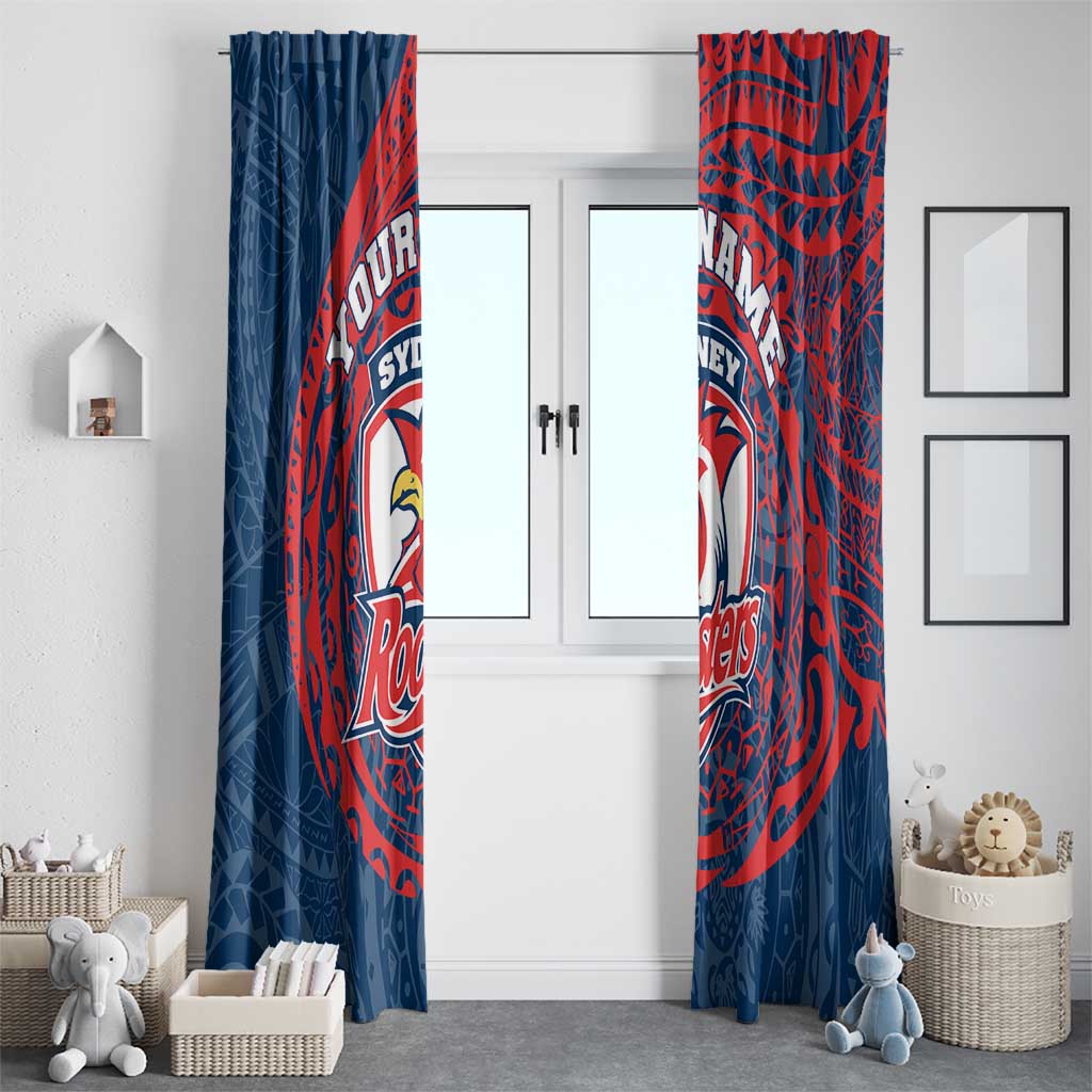 Personalized Sydney Roosters Window Curtain Polynesian Tribal Chest and Sleeve Tattoo