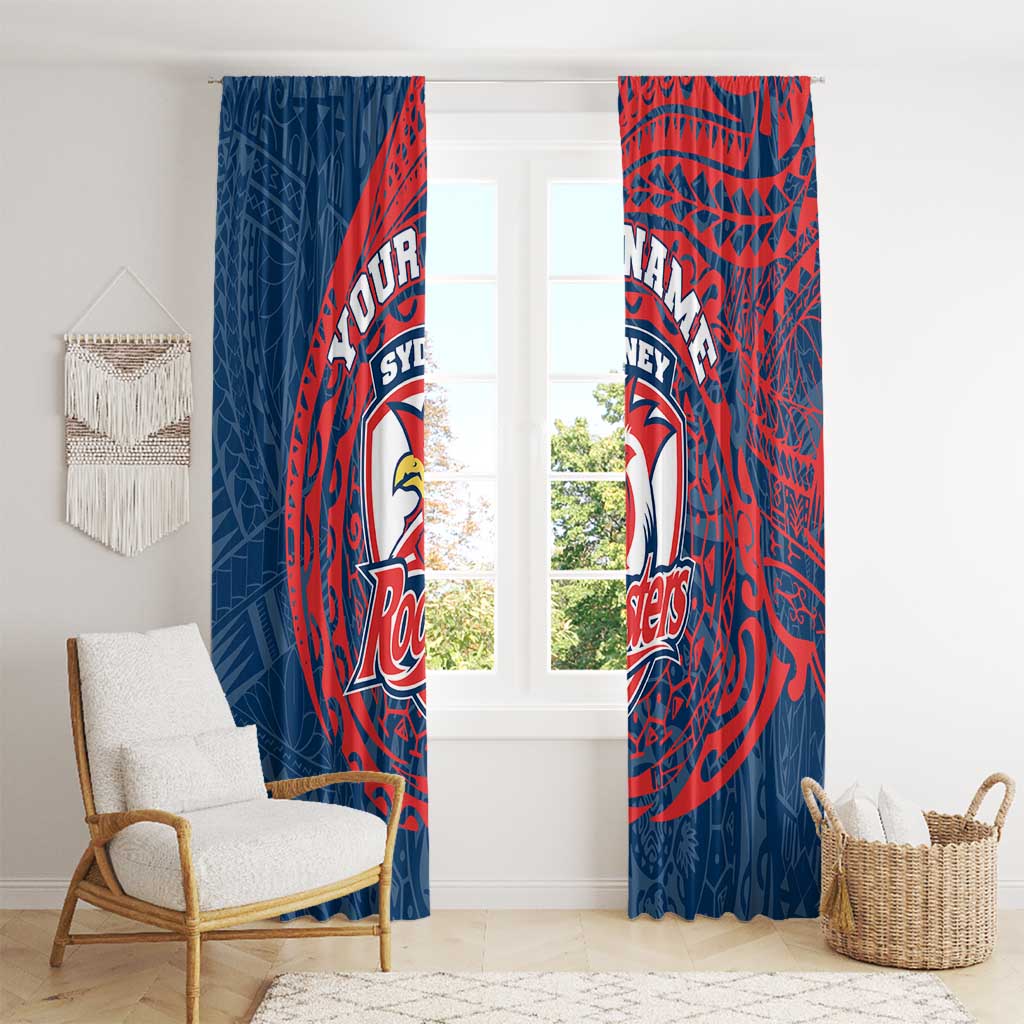 Personalized Sydney Roosters Window Curtain Polynesian Tribal Chest and Sleeve Tattoo
