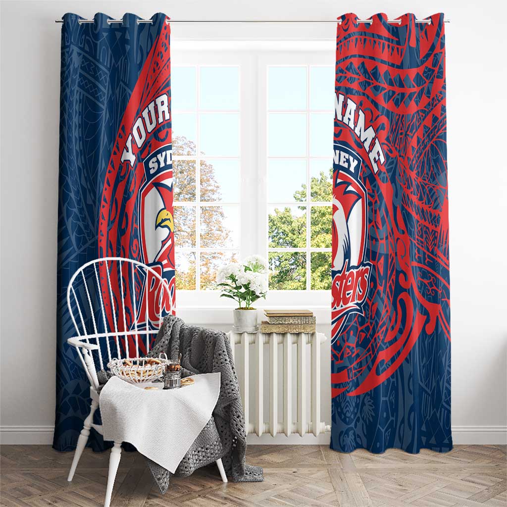 Personalized Sydney Roosters Window Curtain Polynesian Tribal Chest and Sleeve Tattoo