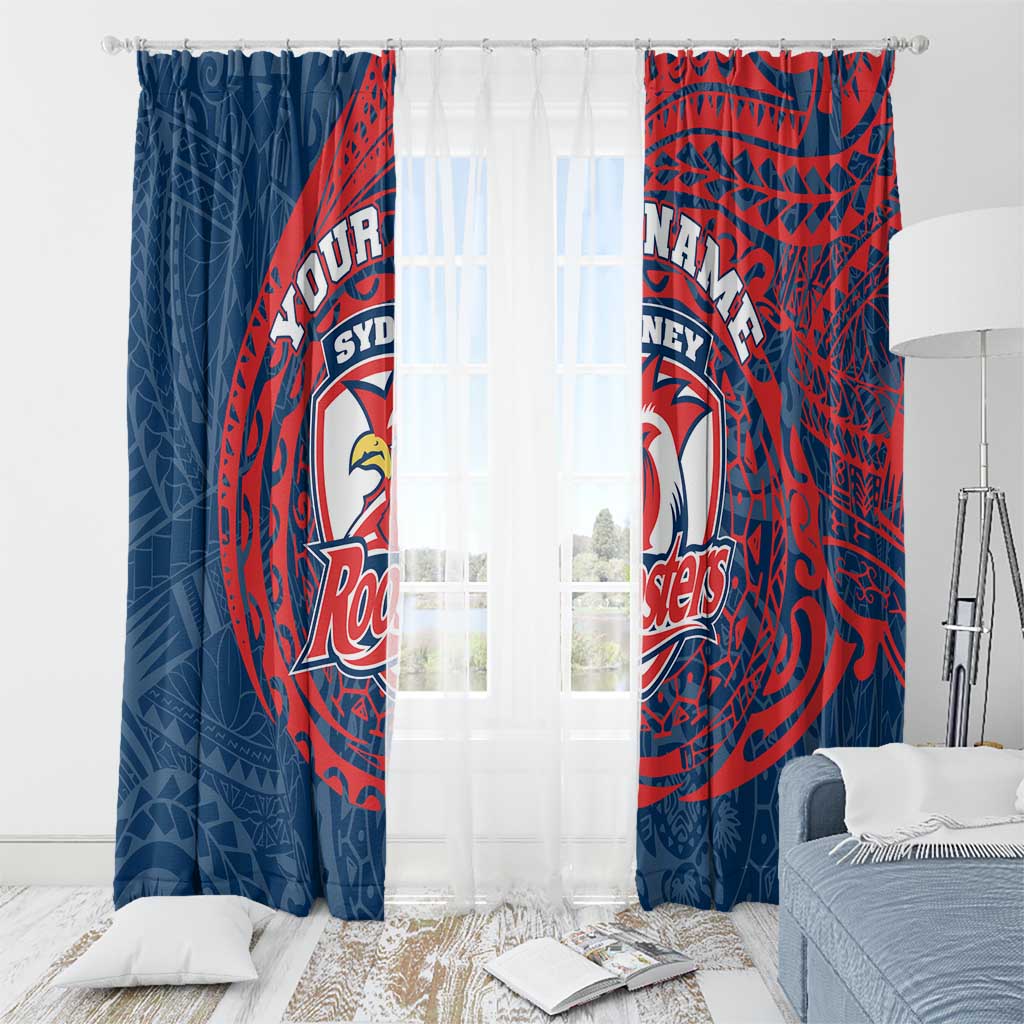 Personalized Sydney Roosters Window Curtain Polynesian Tribal Chest and Sleeve Tattoo