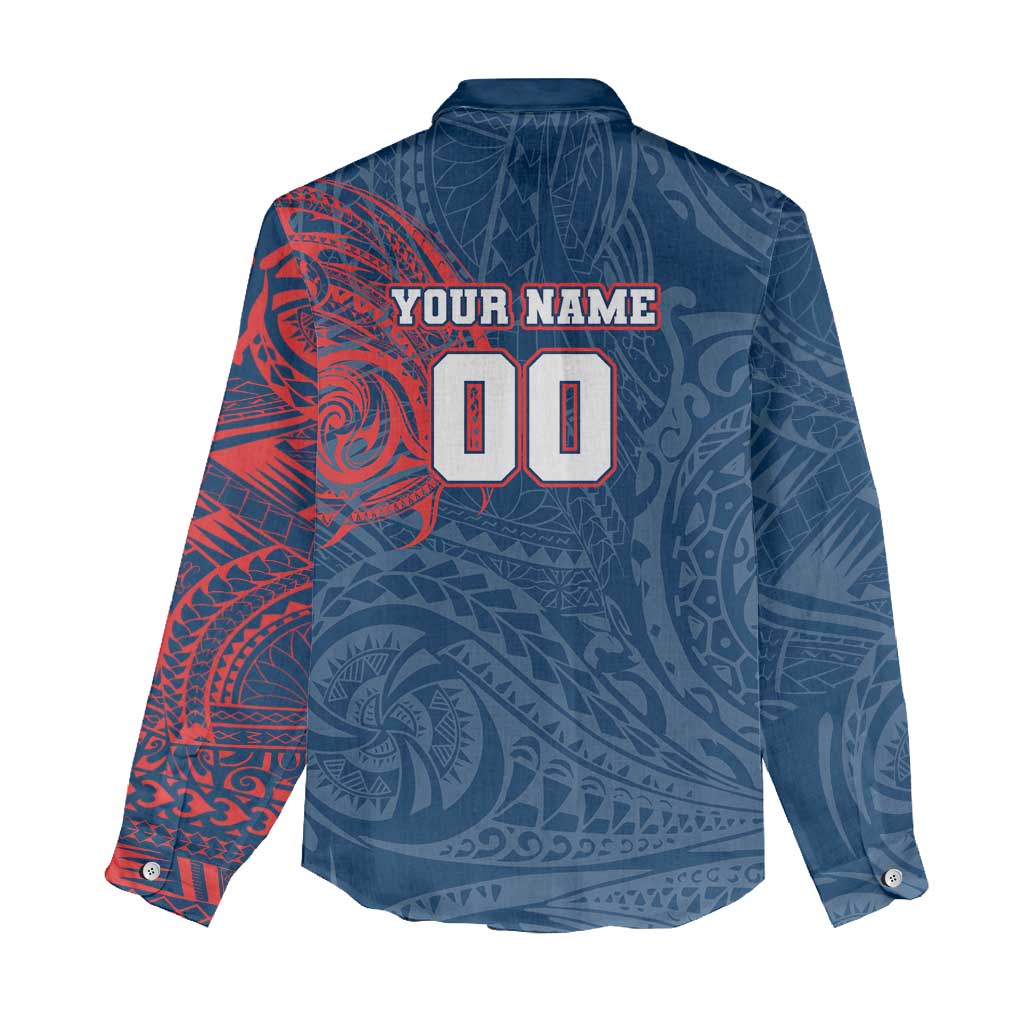 Personalized Sydney Roosters Women Casual Shirt Polynesian Tribal Chest and Sleeve Tattoo
