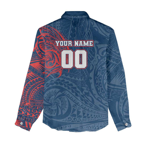 Personalized Sydney Roosters Women Casual Shirt Polynesian Tribal Chest and Sleeve Tattoo