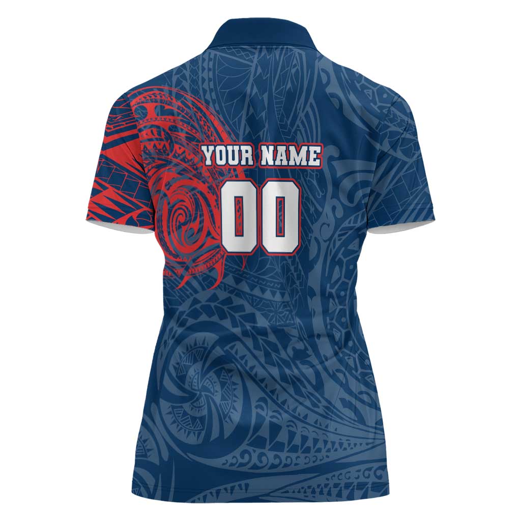 Personalized Sydney Roosters Women Polo Shirt Polynesian Tribal Chest and Sleeve Tattoo
