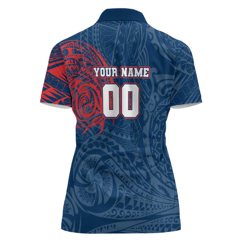 Personalized Sydney Roosters Women Polo Shirt Polynesian Tribal Chest and Sleeve Tattoo