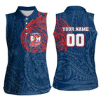 Personalized Sydney Roosters Women Sleeveless Polo Shirt Polynesian Tribal Chest and Sleeve Tattoo