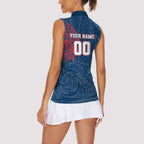 Personalized Sydney Roosters Women Sleeveless Polo Shirt Polynesian Tribal Chest and Sleeve Tattoo