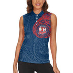 Personalized Sydney Roosters Women Sleeveless Polo Shirt Polynesian Tribal Chest and Sleeve Tattoo