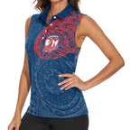 Personalized Sydney Roosters Women Sleeveless Polo Shirt Polynesian Tribal Chest and Sleeve Tattoo