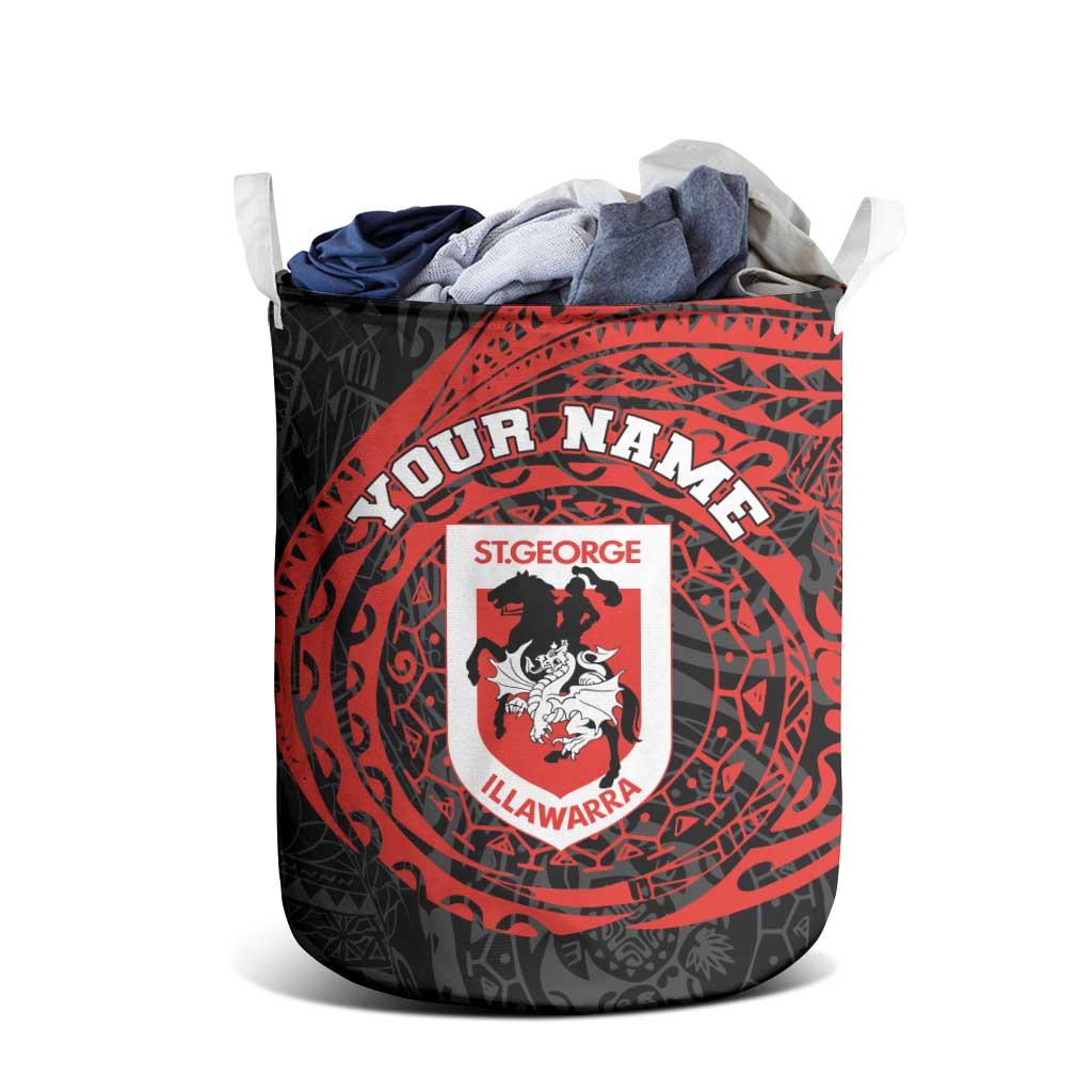 Personalized St George Illawarra Dragons Laundry Basket Polynesian Tribal Chest and Sleeve Tattoo