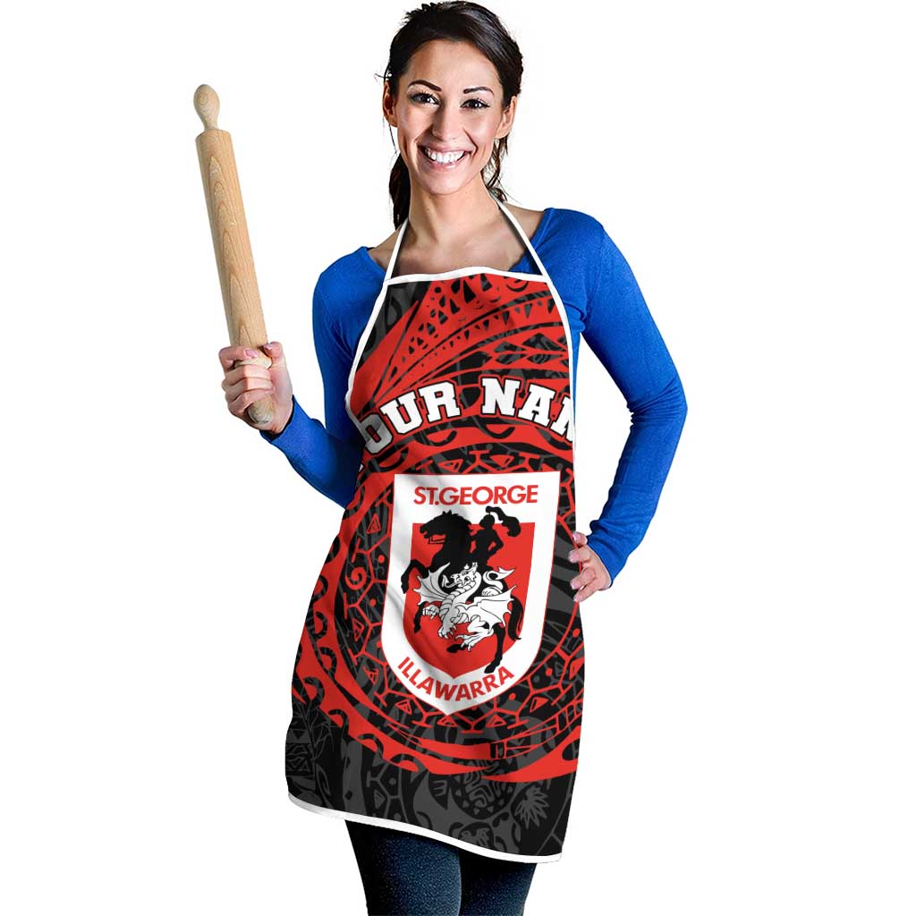 Personalized St George Illawarra Dragons Apron Polynesian Tribal Chest and Sleeve Tattoo
