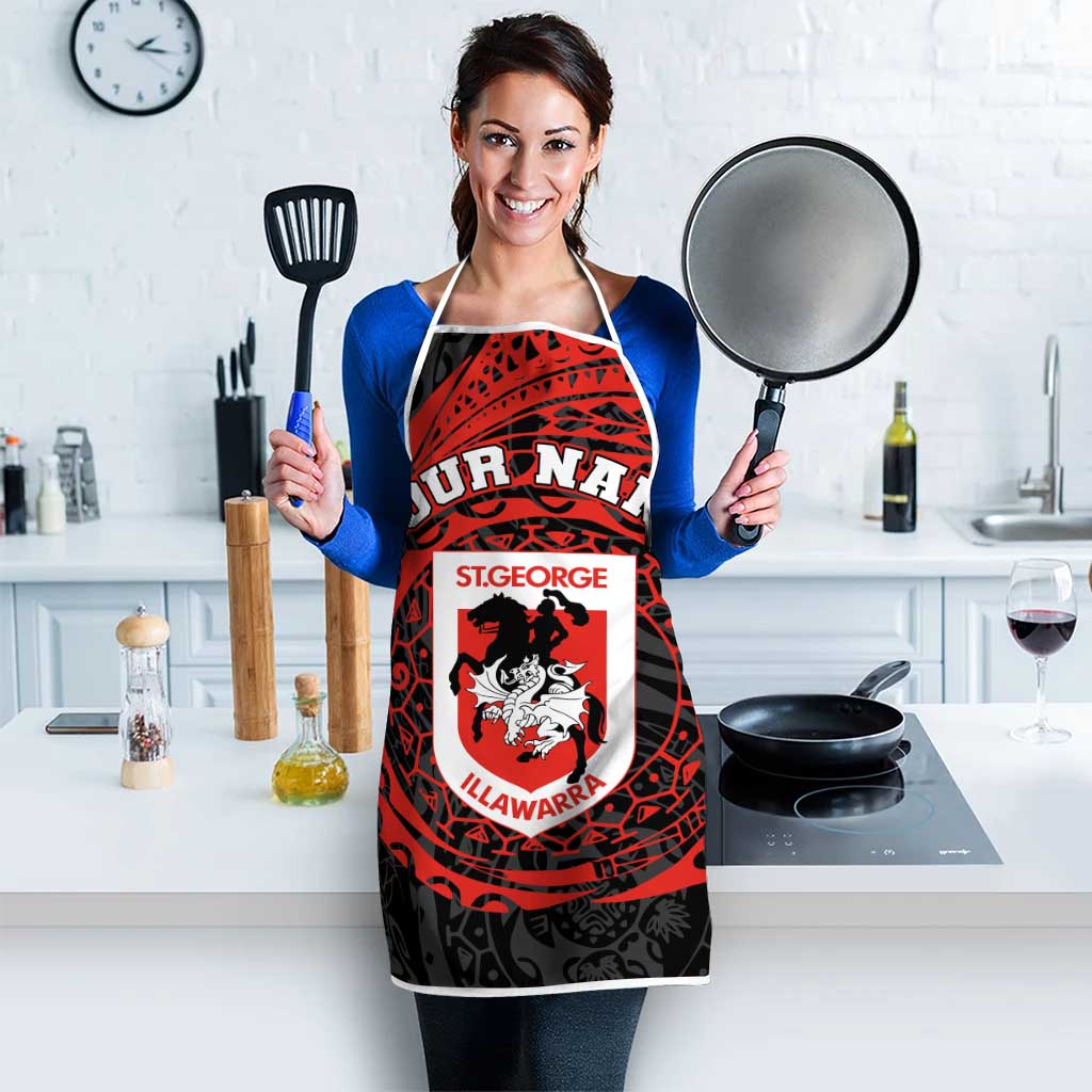 Personalized St George Illawarra Dragons Apron Polynesian Tribal Chest and Sleeve Tattoo
