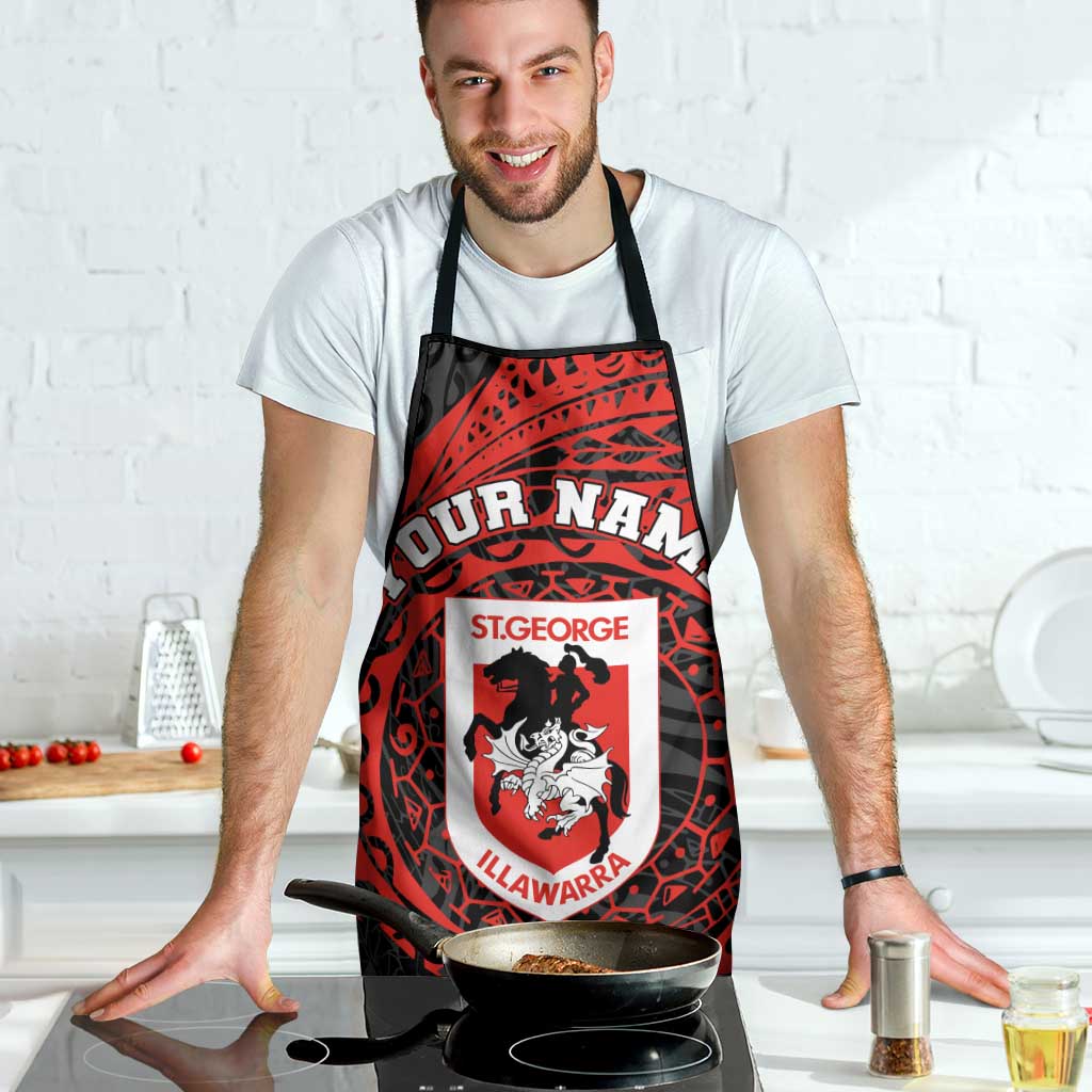 Personalized St George Illawarra Dragons Apron Polynesian Tribal Chest and Sleeve Tattoo