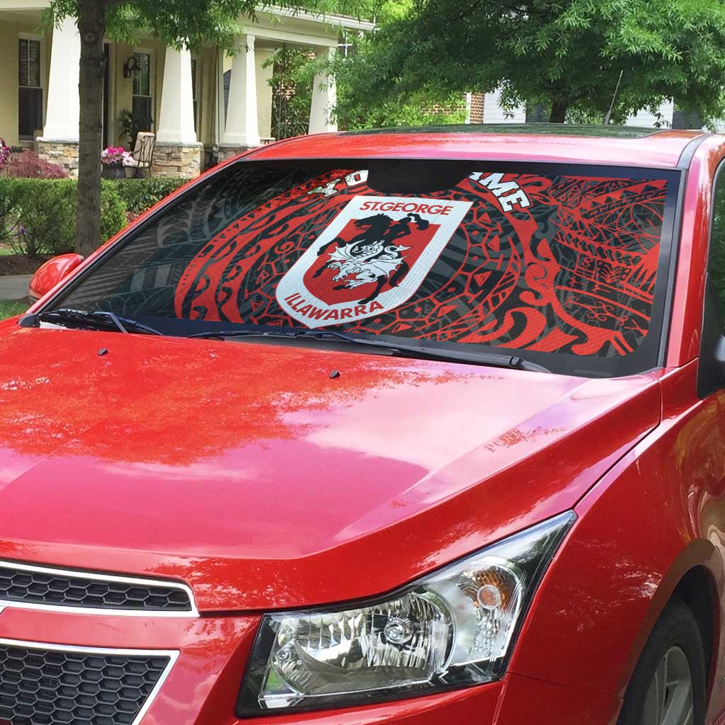Personalized St George Illawarra Dragons Auto Sun Shade Polynesian Tribal Chest and Sleeve Tattoo