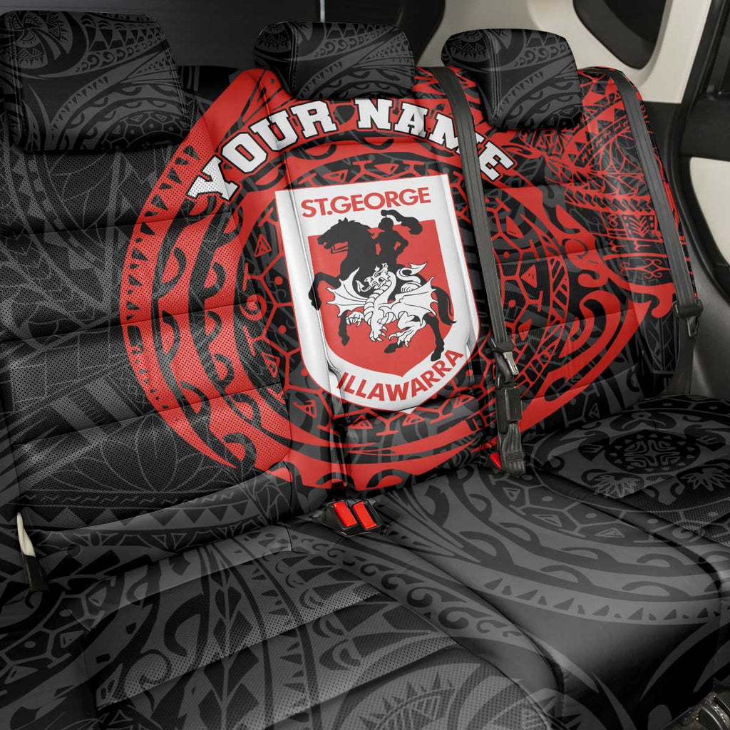 Personalized St George Illawarra Dragons Back Car Seat Cover Polynesian Tribal Chest and Sleeve Tattoo