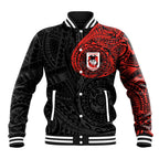 Personalized St George Illawarra Dragons Baseball Jacket Polynesian Tribal Chest and Sleeve Tattoo