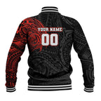 Personalized St George Illawarra Dragons Baseball Jacket Polynesian Tribal Chest and Sleeve Tattoo