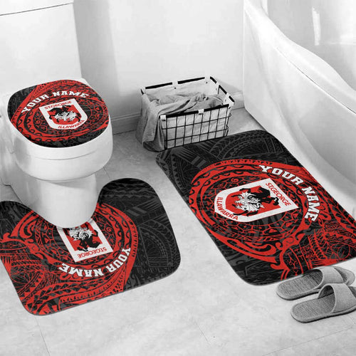 Personalized St George Illawarra Dragons Bathroom Set Polynesian Tribal Chest and Sleeve Tattoo