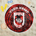 Personalized St George Illawarra Dragons Beach Blanket Polynesian Tribal Chest and Sleeve Tattoo