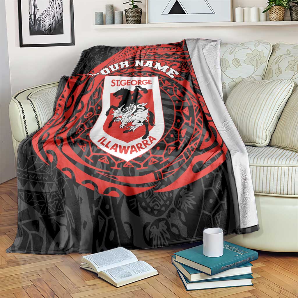 Personalized St George Illawarra Dragons Blanket Polynesian Tribal Chest and Sleeve Tattoo