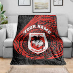 Personalized St George Illawarra Dragons Blanket Polynesian Tribal Chest and Sleeve Tattoo
