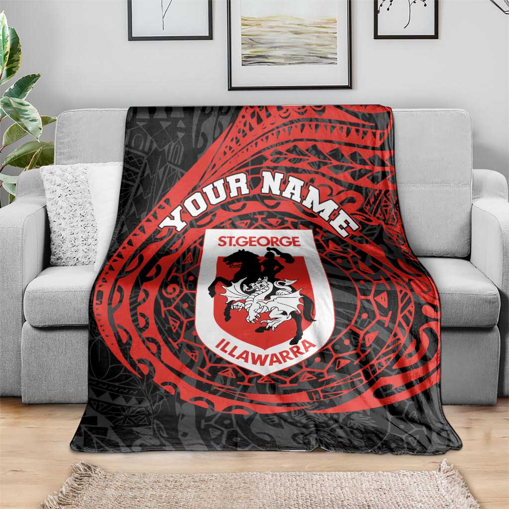 Personalized St George Illawarra Dragons Blanket Polynesian Tribal Chest and Sleeve Tattoo