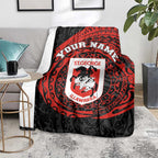 Personalized St George Illawarra Dragons Blanket Polynesian Tribal Chest and Sleeve Tattoo