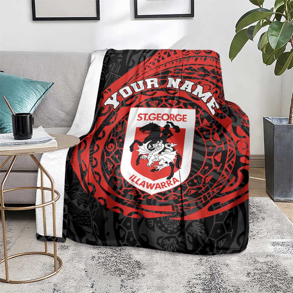 Personalized St George Illawarra Dragons Blanket Polynesian Tribal Chest and Sleeve Tattoo