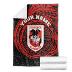 Personalized St George Illawarra Dragons Blanket Polynesian Tribal Chest and Sleeve Tattoo