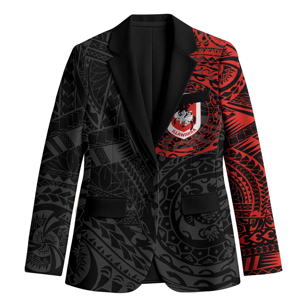 Personalized St George Illawarra Dragons Blazer Polynesian Tribal Chest and Sleeve Tattoo