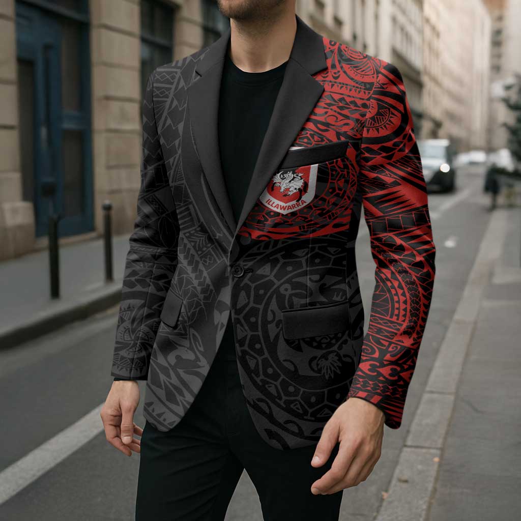 Personalized St George Illawarra Dragons Blazer Polynesian Tribal Chest and Sleeve Tattoo