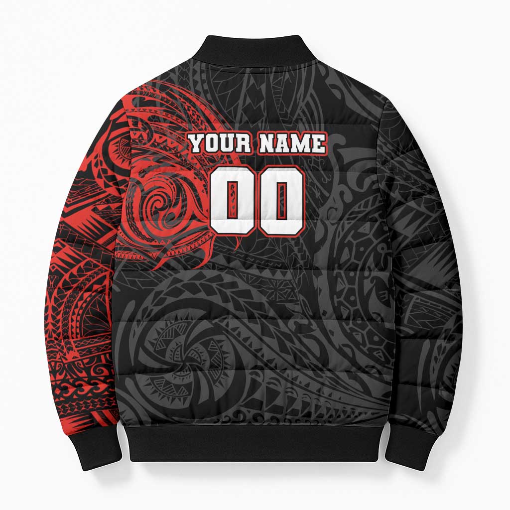 Personalized St George Illawarra Dragons Bomber Puffer Jacket Polynesian Tribal Chest and Sleeve Tattoo