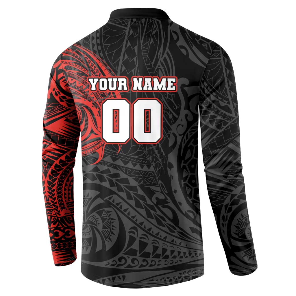 Personalized St George Illawarra Dragons Button Sweatshirt Polynesian Tribal Chest and Sleeve Tattoo