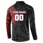 Personalized St George Illawarra Dragons Button Sweatshirt Polynesian Tribal Chest and Sleeve Tattoo