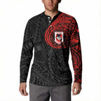 Personalized St George Illawarra Dragons Button Sweatshirt Polynesian Tribal Chest and Sleeve Tattoo